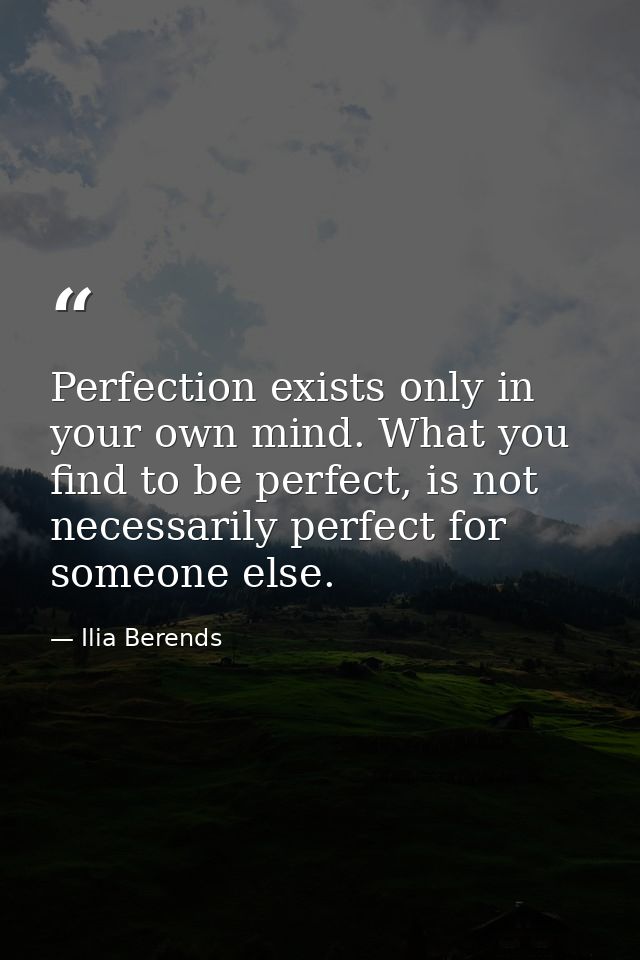 Perfection exists only in your own mind. What you find to be perfect, is not necessarily perfect for someone else. — Ilia Berends