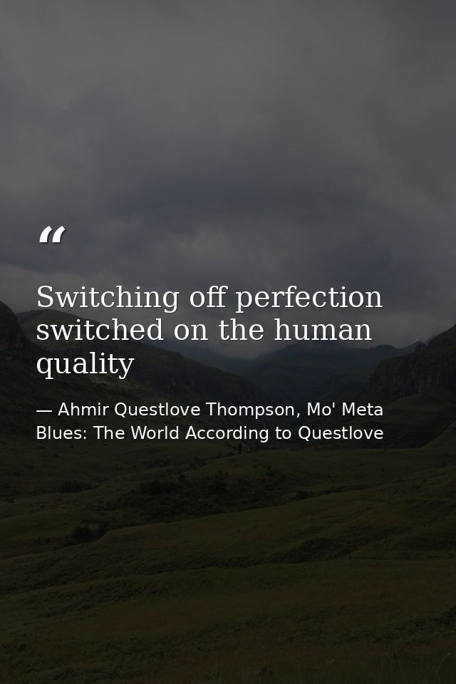 Switching off perfection switched on the human quality — Ahmir Questlove Thompson, Mo' Meta Blues: The World According to Questlove