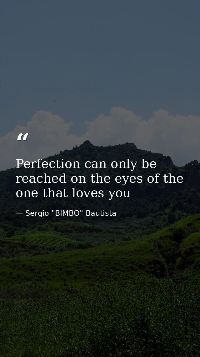 Perfection can only be reached on the eyes of the one that loves you — Sergio "BIMBO" Bautista