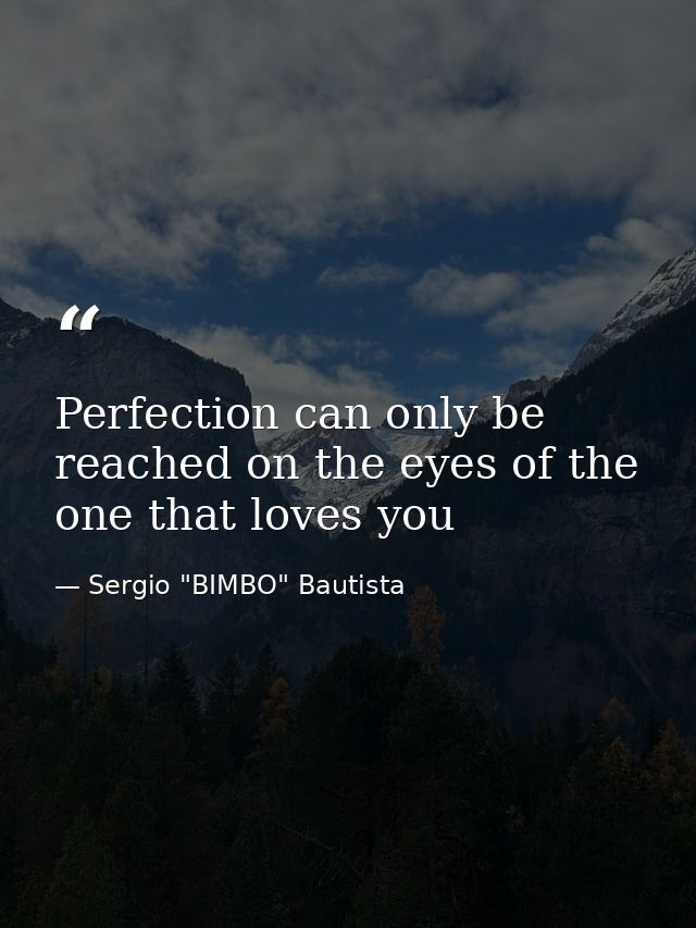 Perfection can only be reached on the eyes of the one that loves you — Sergio "BIMBO" Bautista