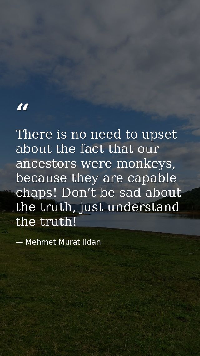 There is no need to upset about the fact that our ancestors were monkeys, because they are capable chaps! Don’t be sad a — Mehmet Murat ildan