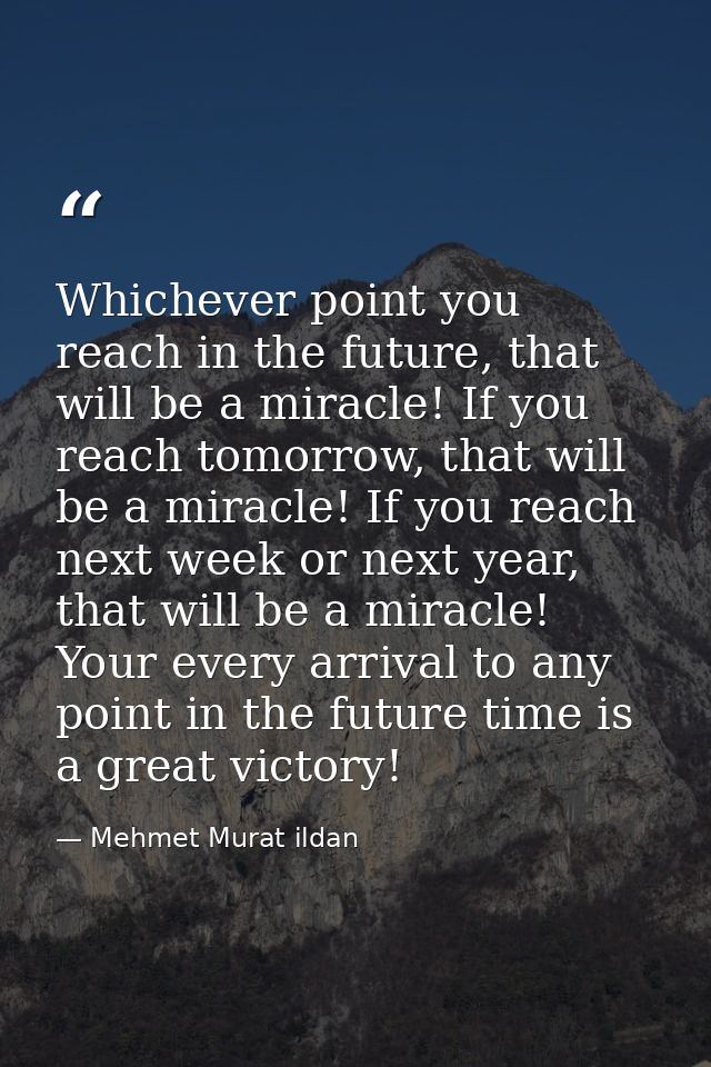Whichever point you reach in the future, that will be a miracle! If you reach tomorrow, that will be a miracle! If you r — Mehmet Murat ildan