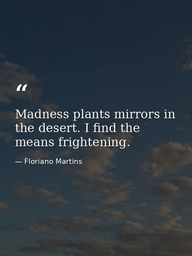 Madness plants mirrors in the desert. I find the means frightening. — Floriano Martins