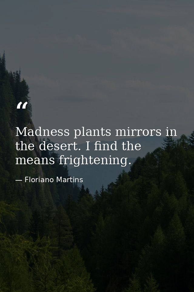 Madness plants mirrors in the desert. I find the means frightening. — Floriano Martins