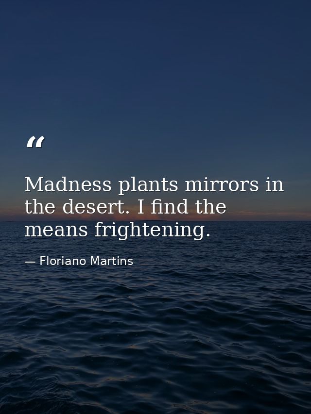 Madness plants mirrors in the desert. I find the means frightening. — Floriano Martins