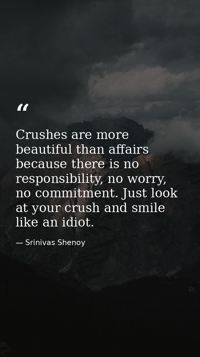 Crushes are more beautiful than affairs because there is no responsibility, no worry, no commitment. Just look at your c — Srinivas Shenoy