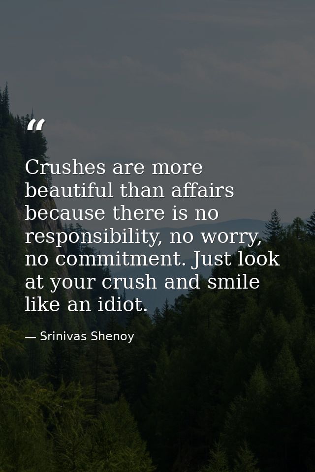 Crushes are more beautiful than affairs because there is no responsibility, no worry, no commitment. Just look at your c — Srinivas Shenoy