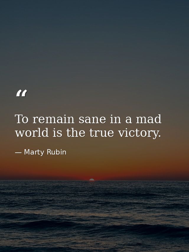 To remain sane in a mad world is the true victory. — Marty Rubin