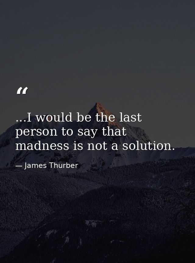 ...I would be the last person to say that madness is not a solution. — James Thurber