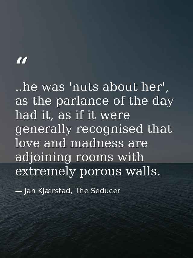 ..he was 'nuts about her', as the parlance of the day had it, as if it were generally recognised that love and madness a — Jan Kjærstad, The Seducer