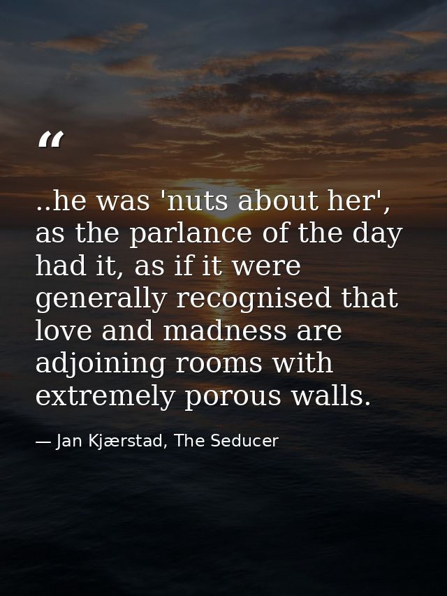 ..he was 'nuts about her', as the parlance of the day had it, as if it were generally recognised that love and madness a — Jan Kjærstad, The Seducer