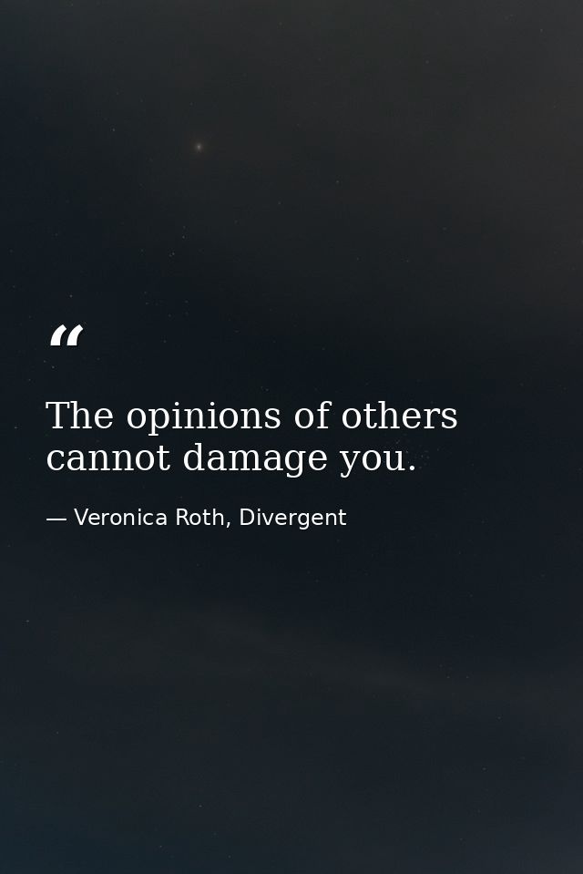 The opinions of others cannot damage you. — Veronica Roth, Divergent