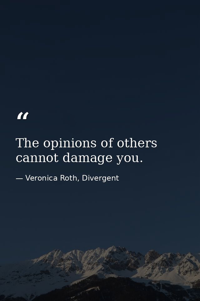 The opinions of others cannot damage you. — Veronica Roth, Divergent