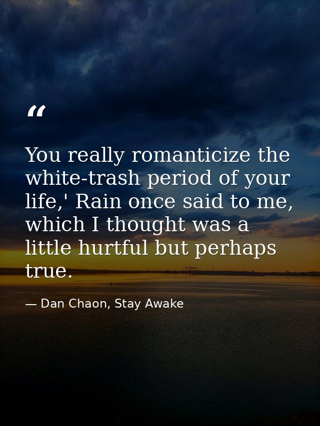 You really romanticize the white-trash period of your life,' Rain once said to me, which I thought was a little hurtful  — Dan Chaon, Stay Awake
