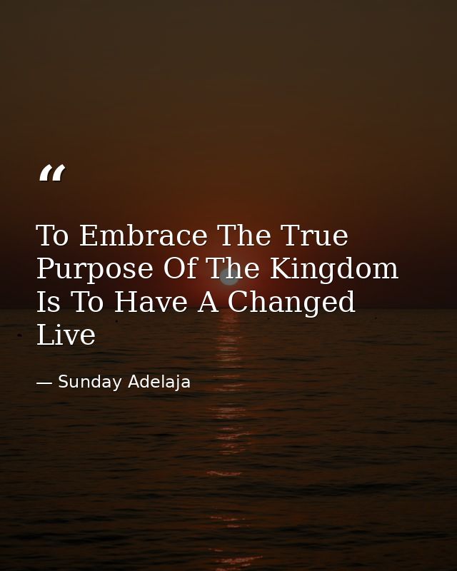 To Embrace The True Purpose Of The Kingdom Is To Have A Changed Live — Sunday Adelaja