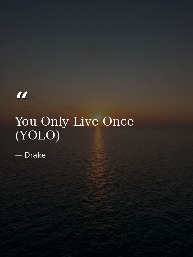 You Only Live Once (YOLO) — Drake