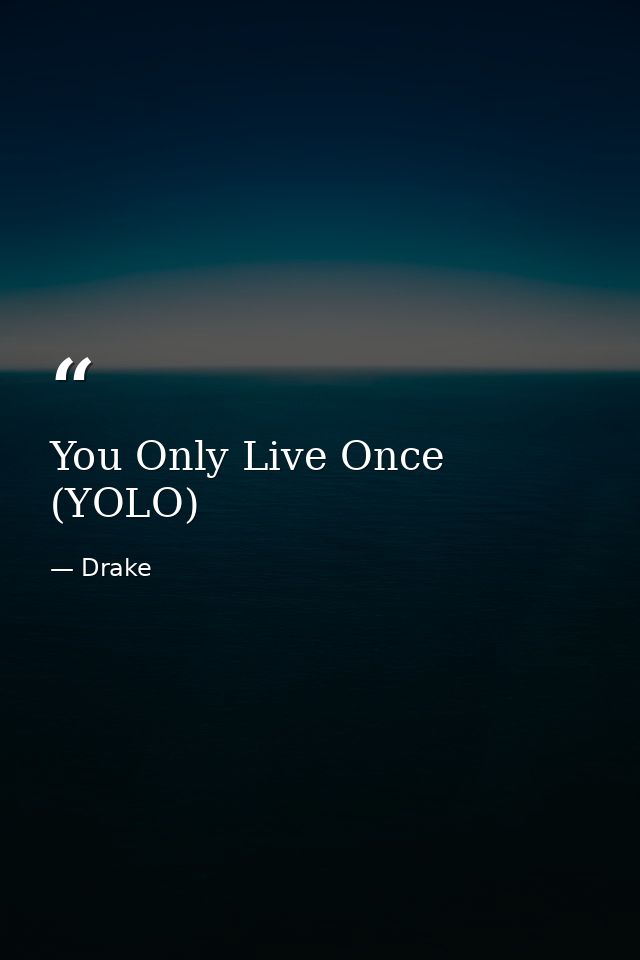 You Only Live Once (YOLO) — Drake