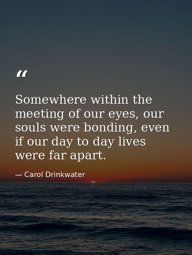 Somewhere within the meeting of our eyes, our souls were bonding, even if our day to day lives were far apart. — Carol Drinkwater