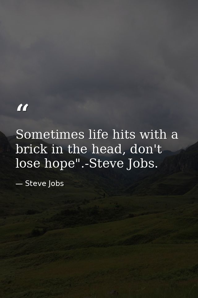Sometimes life hits with a brick in the head, don't lose hope".-Steve Jobs. — Steve Jobs