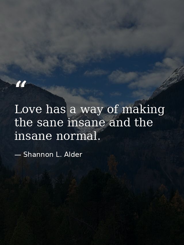 Love has a way of making the sane insane and the insane normal. — Shannon L. Alder