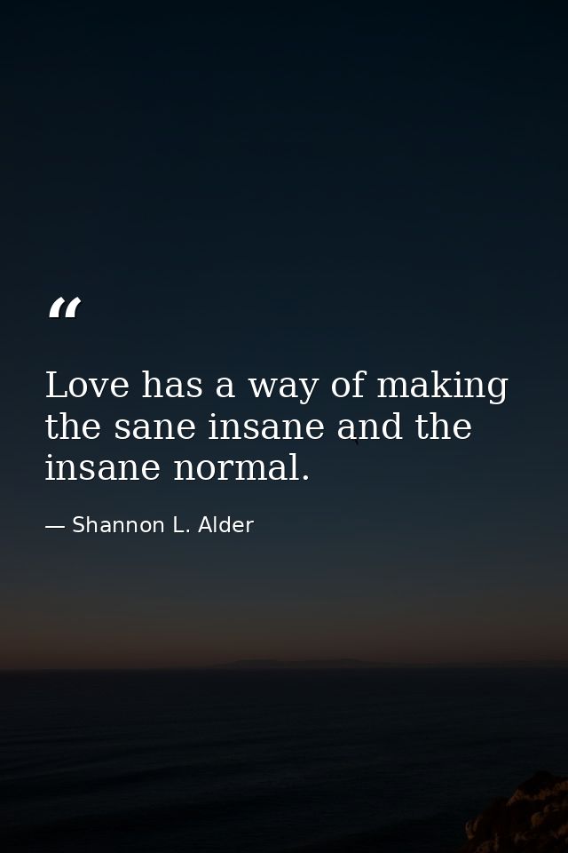 Love has a way of making the sane insane and the insane normal. — Shannon L. Alder