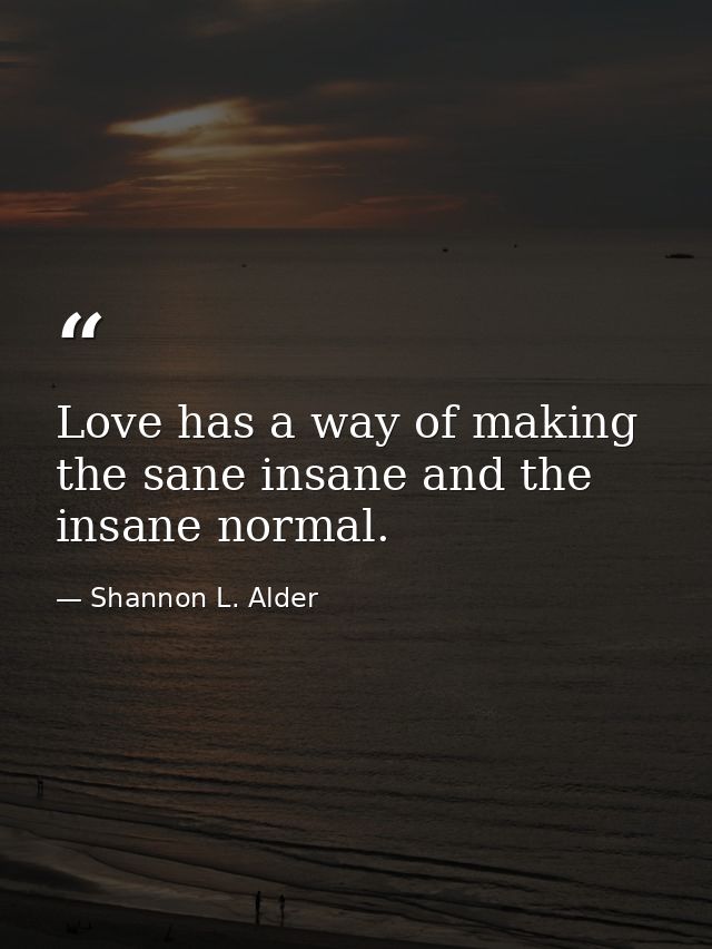 Love has a way of making the sane insane and the insane normal. — Shannon L. Alder