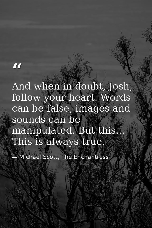 And when in doubt, Josh, follow your heart. Words can be false, images and sounds can be manipulated. But this... This i — Michael Scott, The Enchantress
