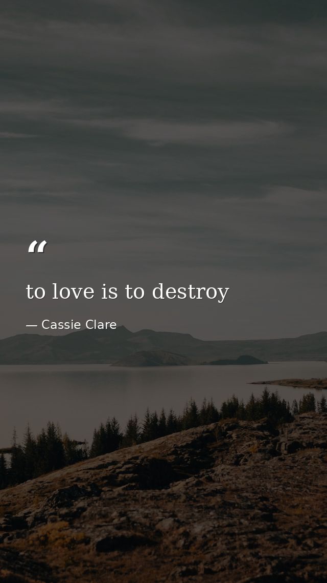 to love is to destroy — Cassie Clare