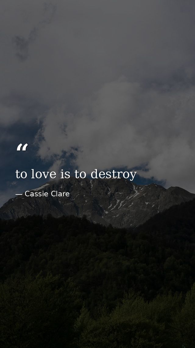 to love is to destroy — Cassie Clare