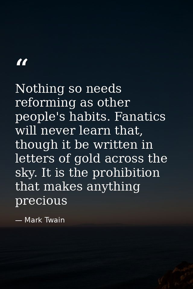 Nothing so needs reforming as other people's habits. Fanatics will never learn that, though it be written in letters of  — Mark Twain