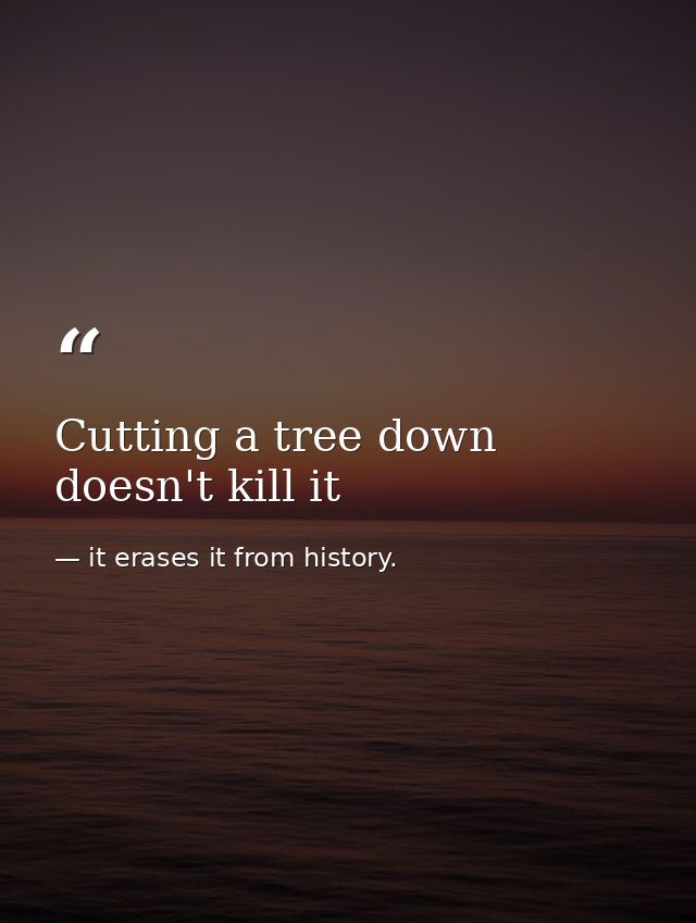 Cutting a tree down doesn't kill it — it erases it from history.