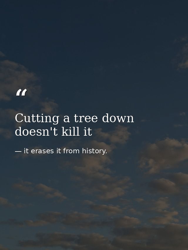 Cutting a tree down doesn't kill it — it erases it from history.