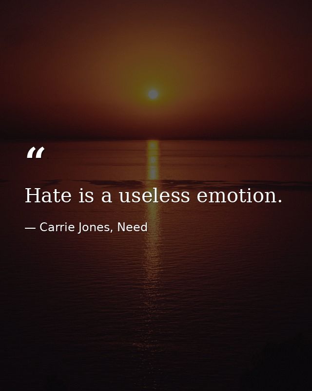 Hate is a useless emotion. — Carrie Jones, Need