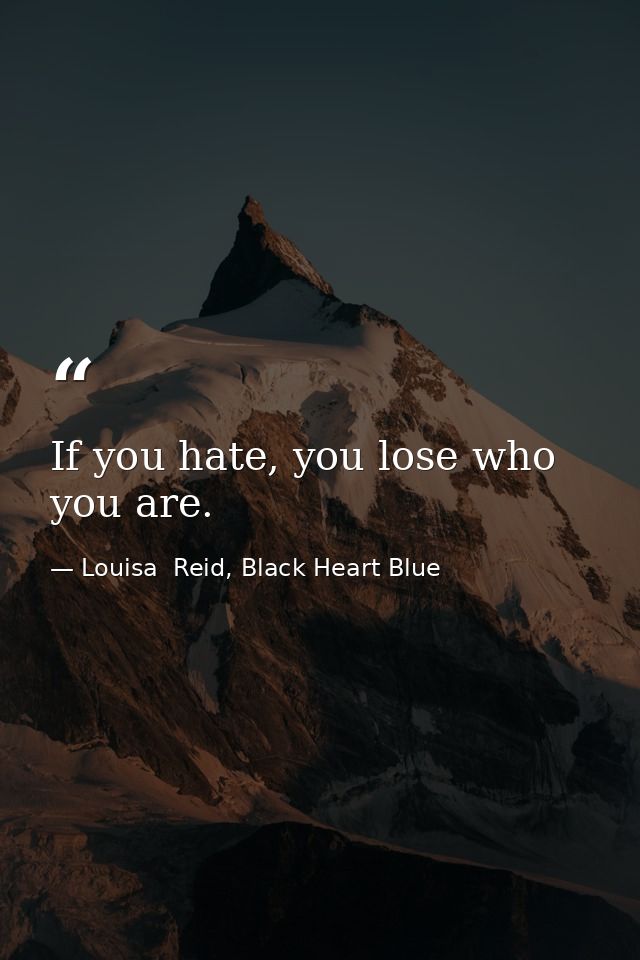 If you hate, you lose who you are. — Louisa  Reid, Black Heart Blue