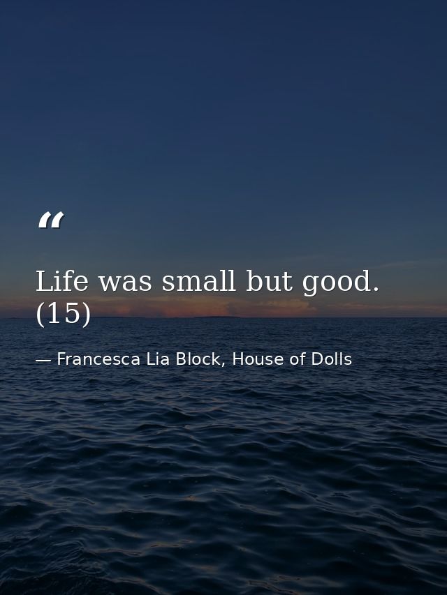 Life was small but good. (15) — Francesca Lia Block, House of Dolls