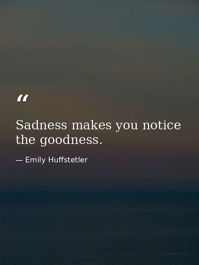Sadness makes you notice the goodness. — Emily Huffstetler