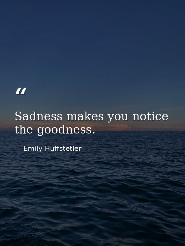 Sadness makes you notice the goodness. — Emily Huffstetler