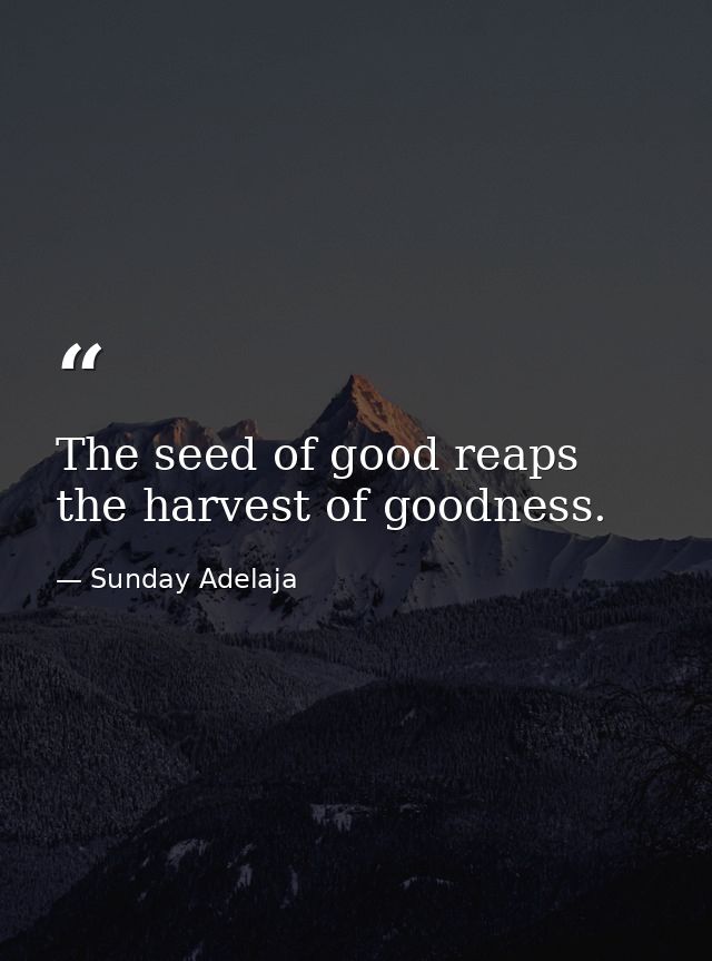 The seed of good reaps the harvest of goodness. — Sunday Adelaja
