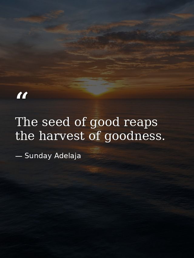 The seed of good reaps the harvest of goodness. — Sunday Adelaja