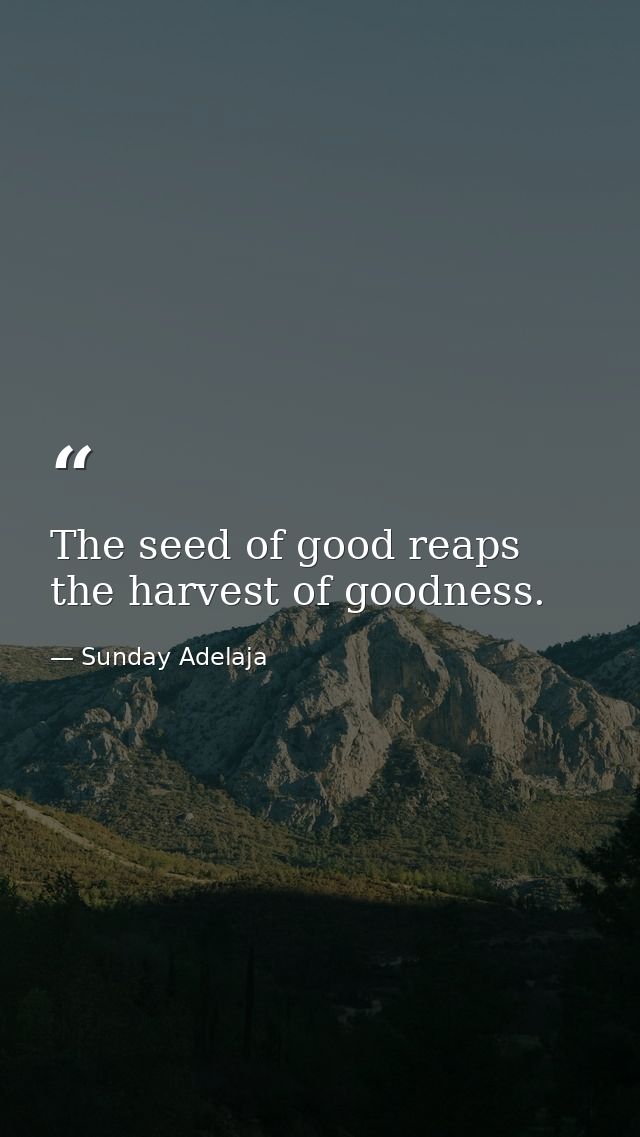 The seed of good reaps the harvest of goodness. — Sunday Adelaja