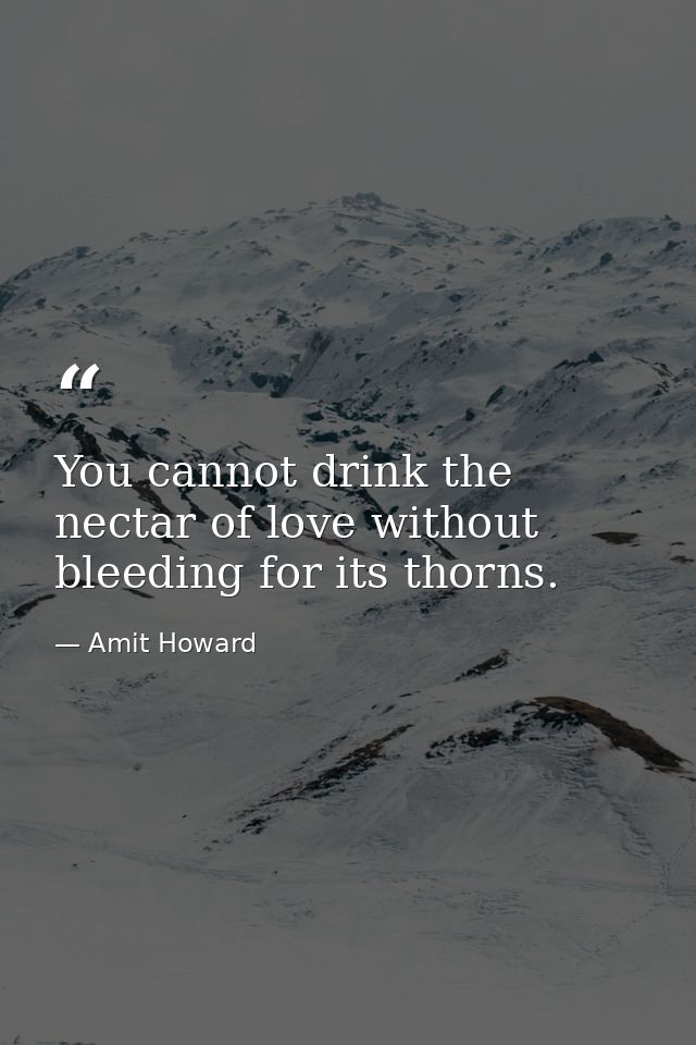 You cannot drink the nectar of love without bleeding for its thorns. — Amit Howard