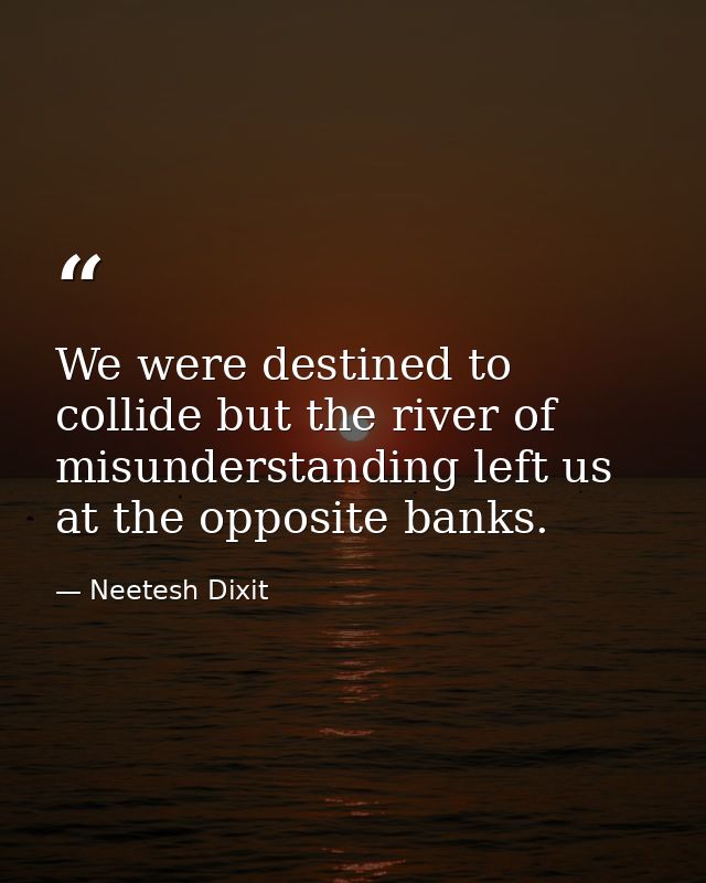 We were destined to collide but the river of misunderstanding left us at the opposite banks. — Neetesh Dixit