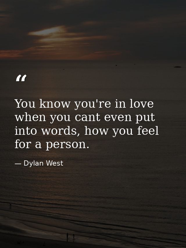 You know you're in love when you cant even put into words, how you feel for a person. — Dylan West