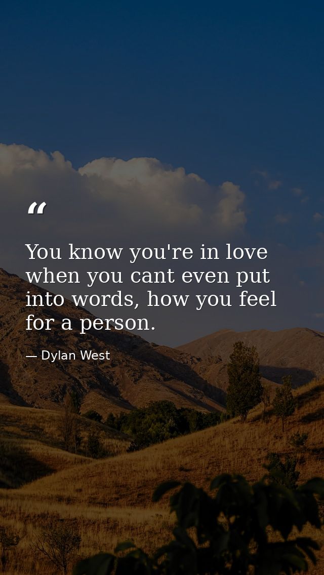 You know you're in love when you cant even put into words, how you feel for a person. — Dylan West