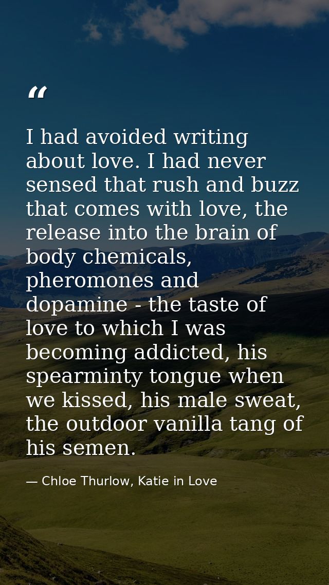 I had avoided writing about love. I had never sensed that rush and buzz that comes with love, the release into the brain — Chloe Thurlow, Katie in Love