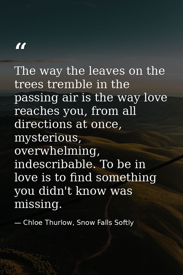 The way the leaves on the trees tremble in the passing air is the way love reaches you, from all directions at once, mys — Chloe Thurlow, Snow Falls Softly
