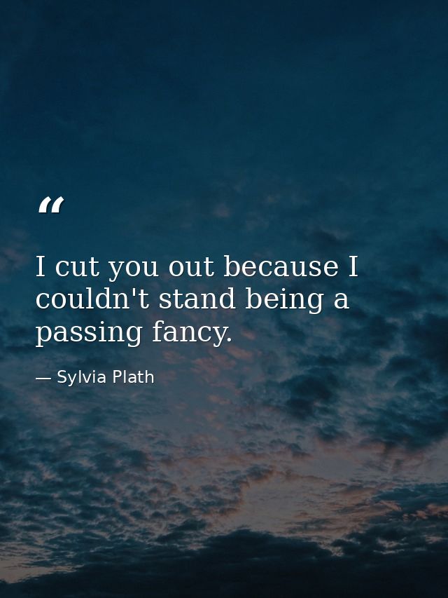 I cut you out because I couldn't stand being a passing fancy. — Sylvia Plath