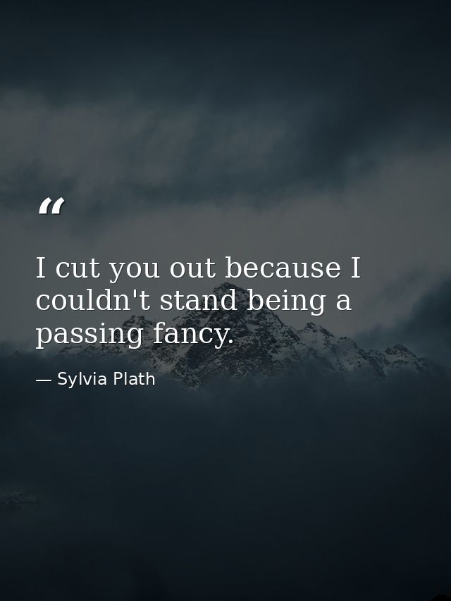 I cut you out because I couldn't stand being a passing fancy. — Sylvia Plath