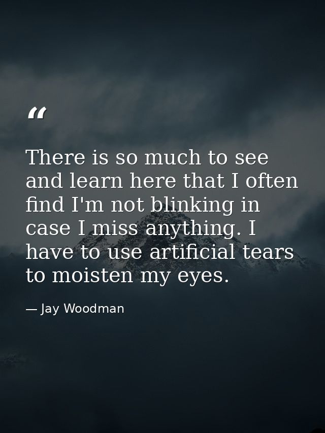 There is so much to see and learn here that I often find I'm not blinking in case I miss anything. I have to use artific — Jay Woodman