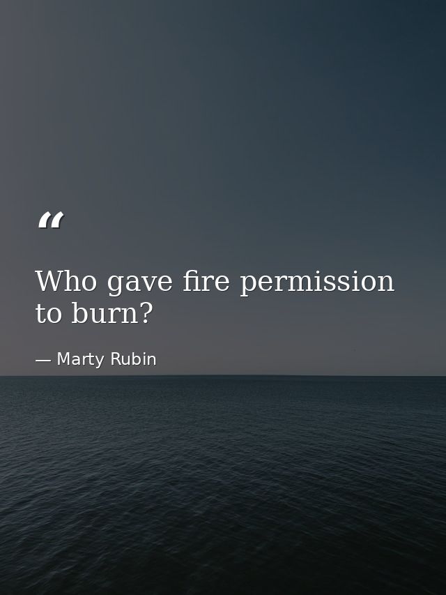 Who gave fire permission to burn? — Marty Rubin